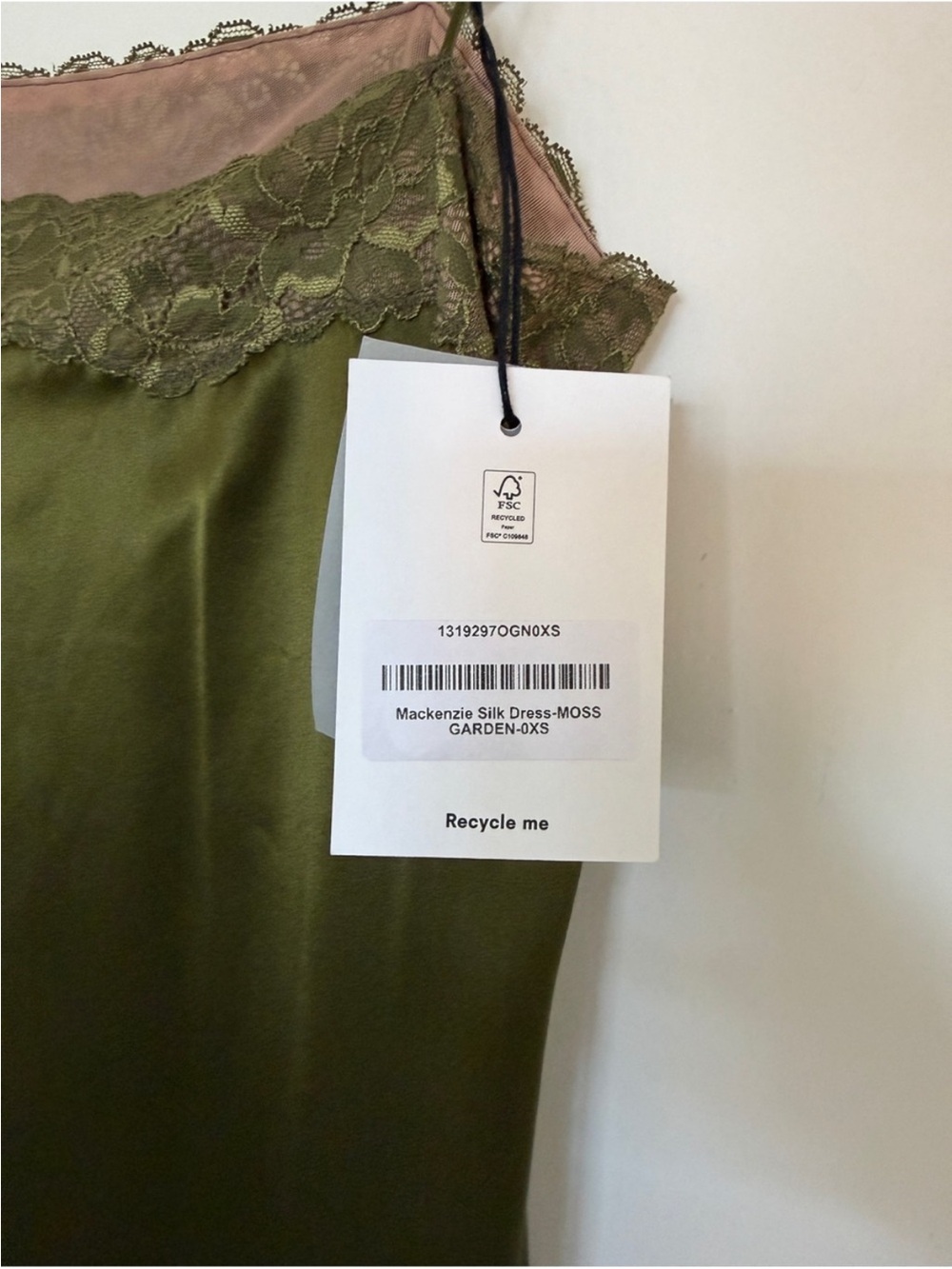 Silk reformation dress in moss green - Picture 8 of 11